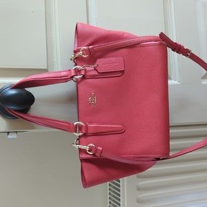 Coach Crosby Carryall Small Satchel in Crossgrain Leather Watermelon
